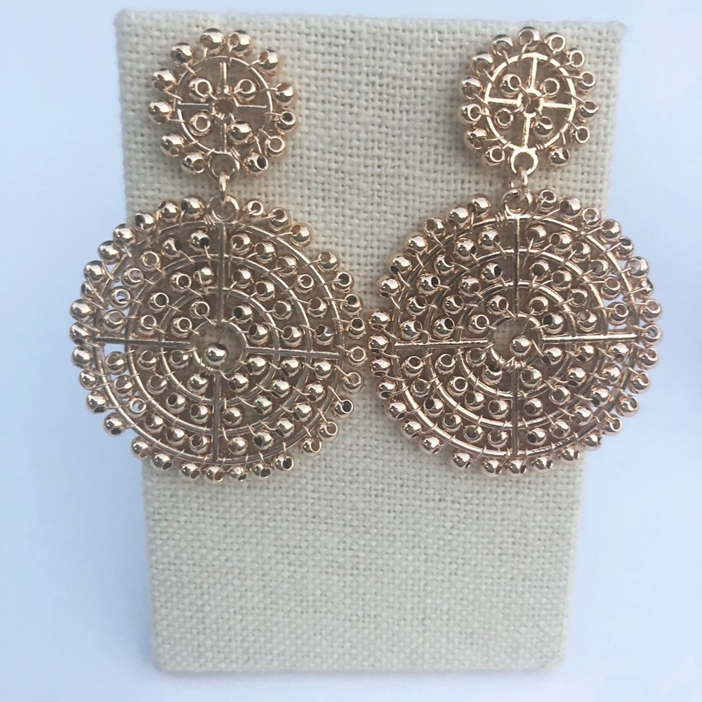 Gold beaded disc earrings Lisi brand new!